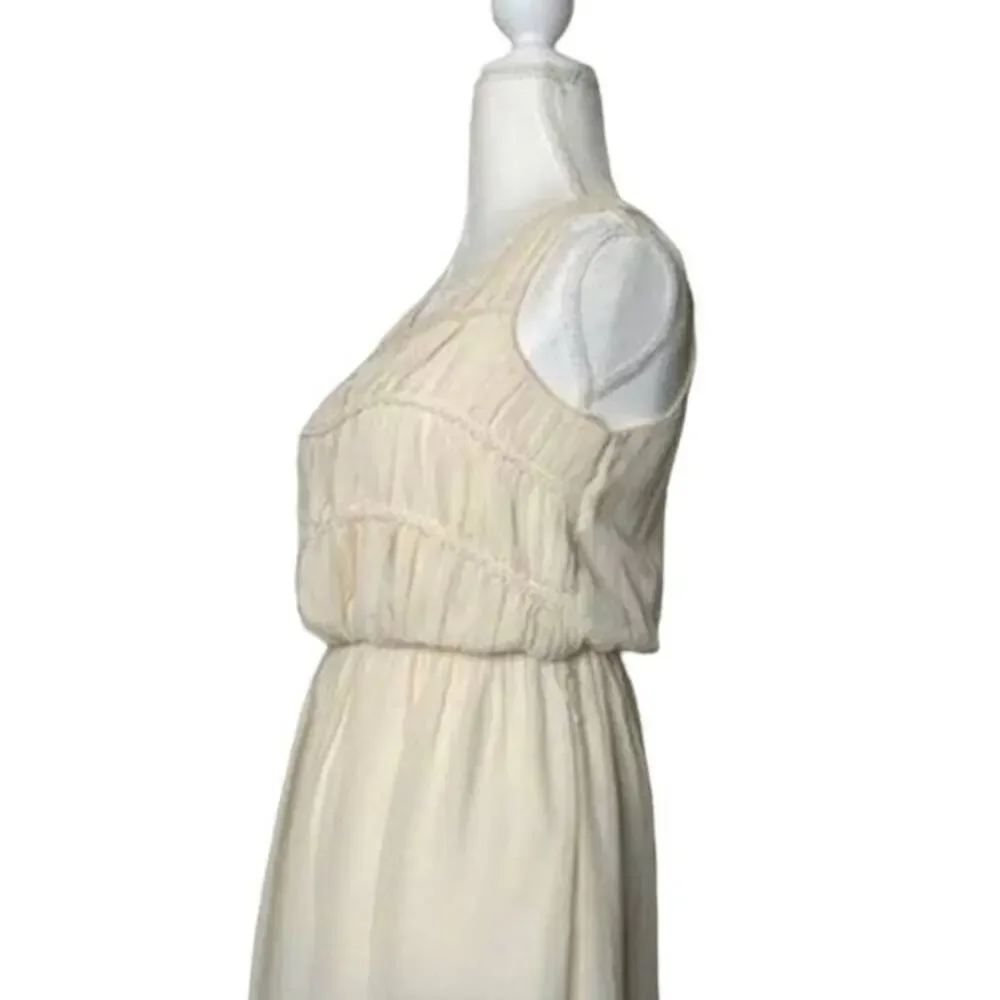 Doe & Rae plaited sheath mini Dress sleeveless cream sz small party